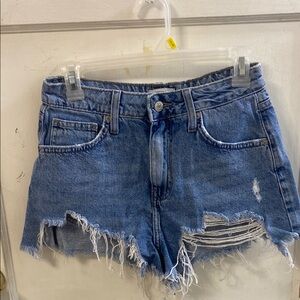 Distressed Blue Denim Women's Shorts